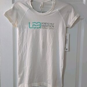 Lululemon Shirt‎ Nylon White Swiftly Vent Tech Half Marathon Dallas USA Sz 6 NWT